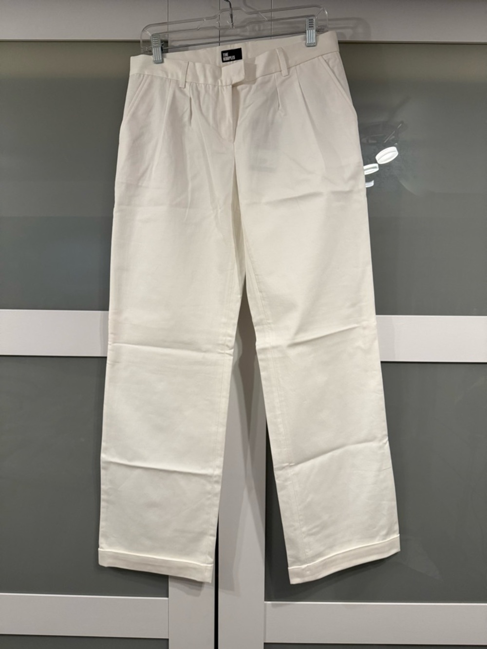 White 100% Cotton Wide-Leg Trousers